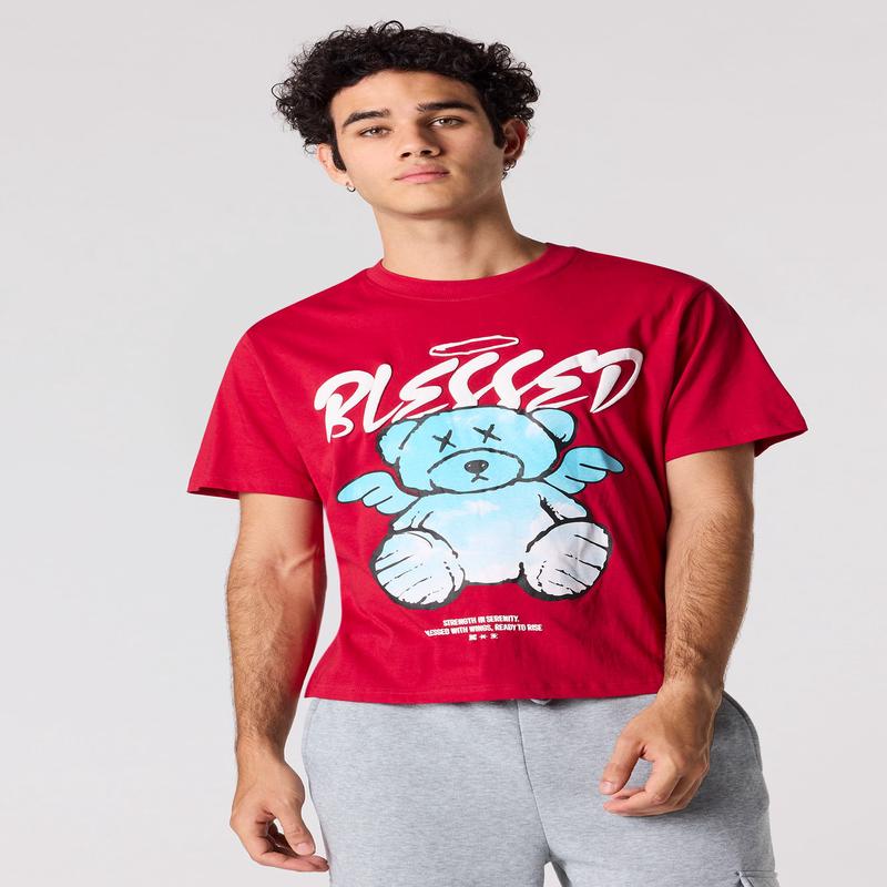 Blessed Bear Puff Print T-Shirt