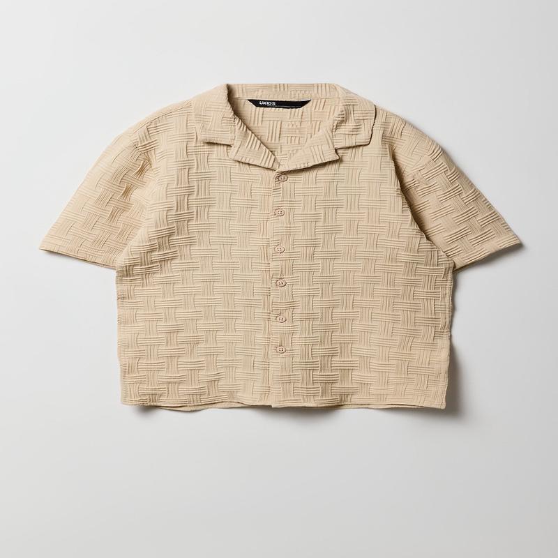Boys Basket Weave Button-Up Top