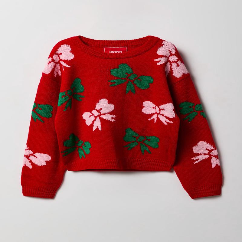Girls Bow Christmas Sweater