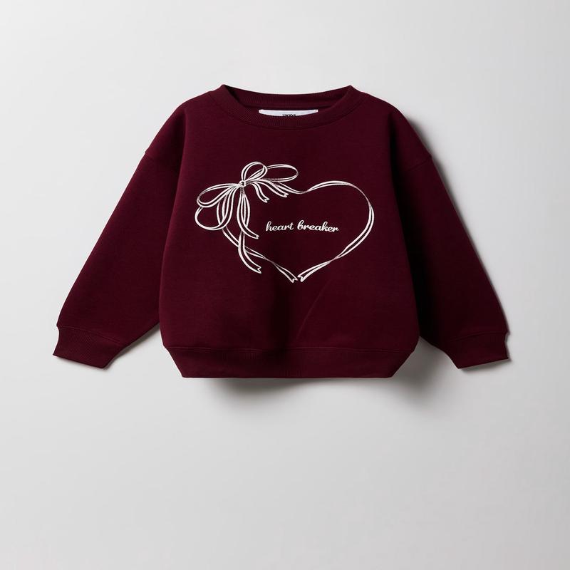 Girls Fleece Oversized Embroidered Sweatshirt