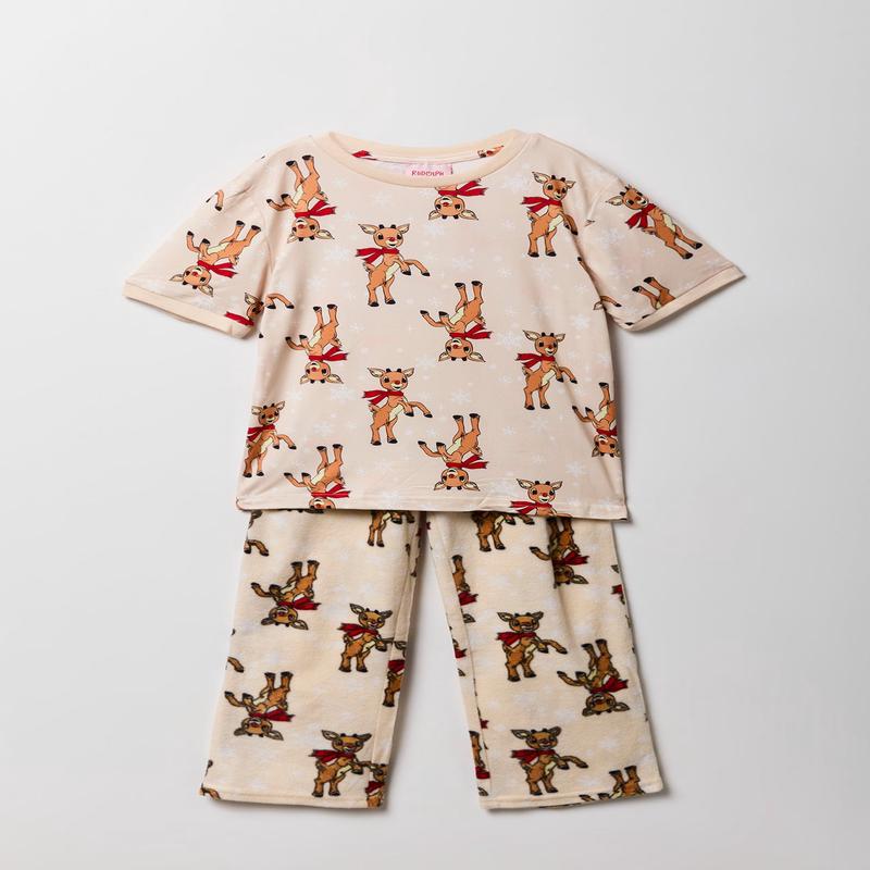 Kids Rudolph T-Shirt & Plush Pant Pajama Set