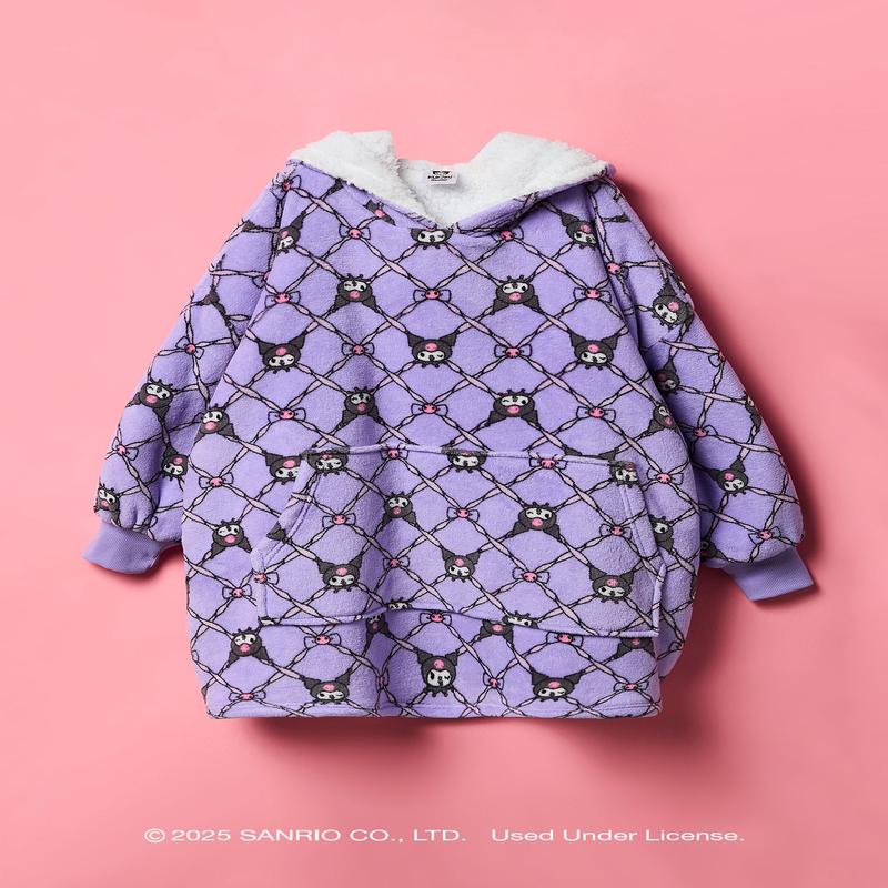 Kuromi Girls Oversized Plush Blanket Hoodie