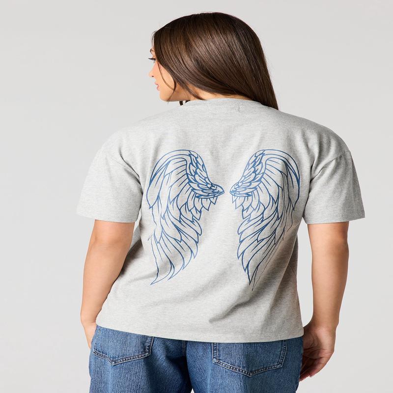 Luxe Heavy Cotton Angel Graphic Boyfriend T-Shirt