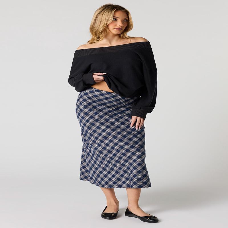 Plaid Flannel Midi Skirt