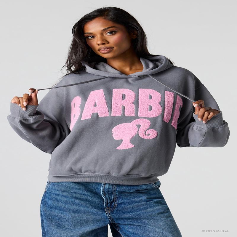 Barbie Chenille Embroidered Fleece Hoodie