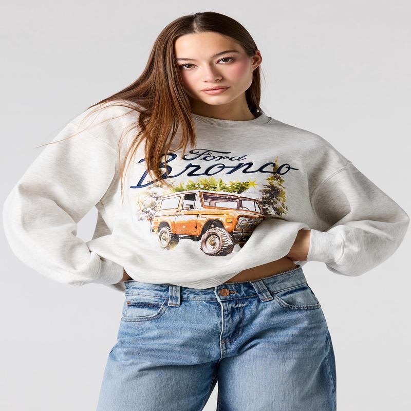 Ford Bronco Embroidered Christmas Fleece Sweatshirt