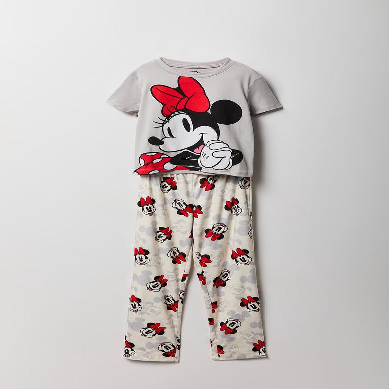 Girls Minnie Mouse Graphic T-Shirt & Plush Pant Pajama Set