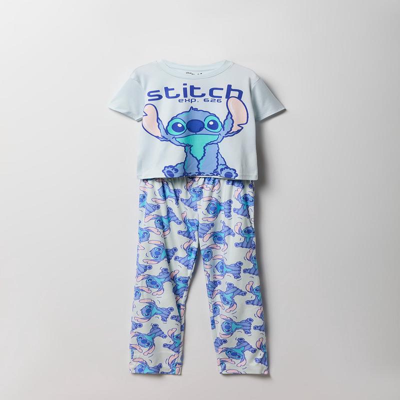 Girls Stitch Graphic T-Shirt & Plush Pant Pajama Set