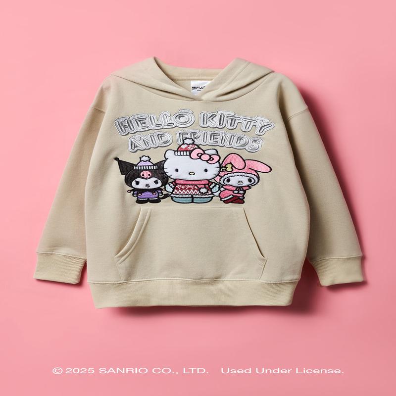 Hello Kitty and Friends Girls Chenille Embroidered Fleece Hoodie