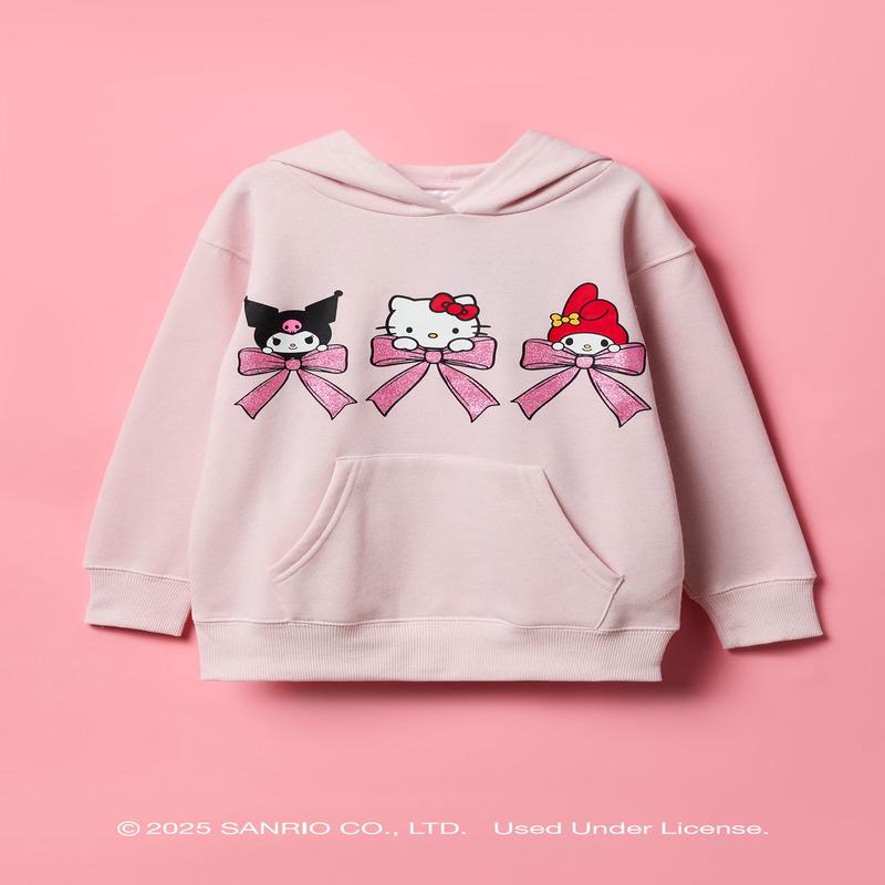 Hello Kitty and Friends Girls Glitter Graphic Fleece Hoodie