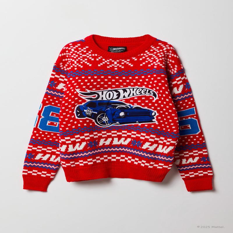 Hot Wheels Kids Embroidered Christmas Sweater