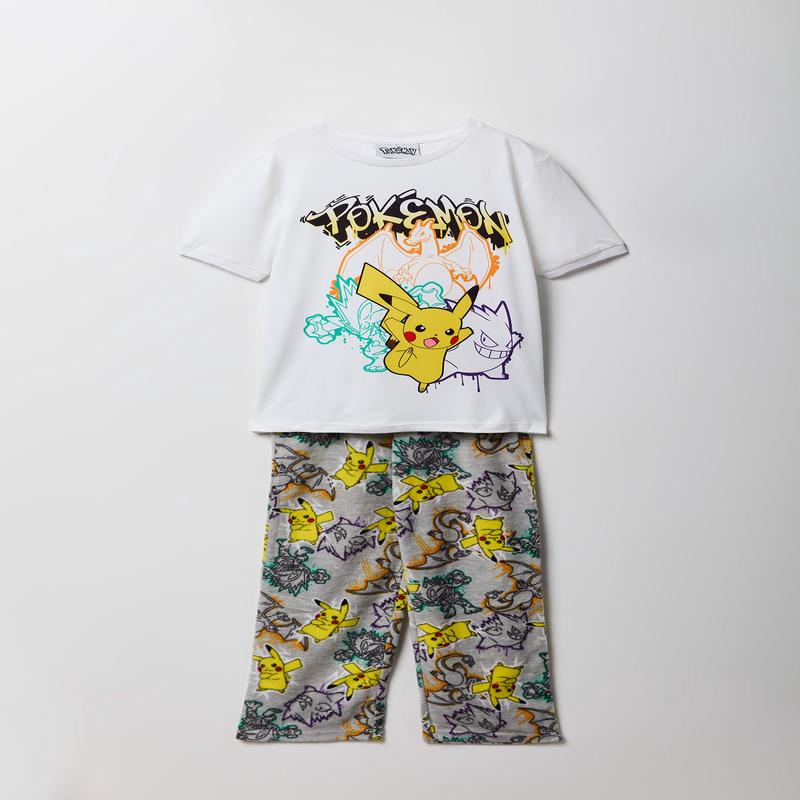 Kids Pikachu Graphic T-Shirt & Plush Pant Pajama Set