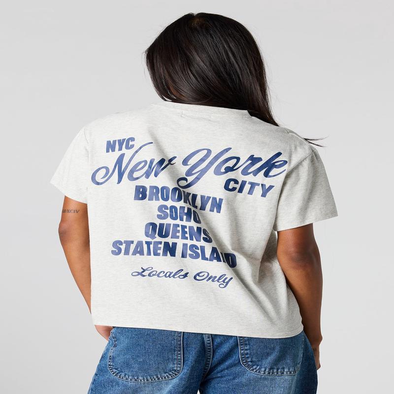 NYC Puff Print Boxy Boyfriend T-Shirt
