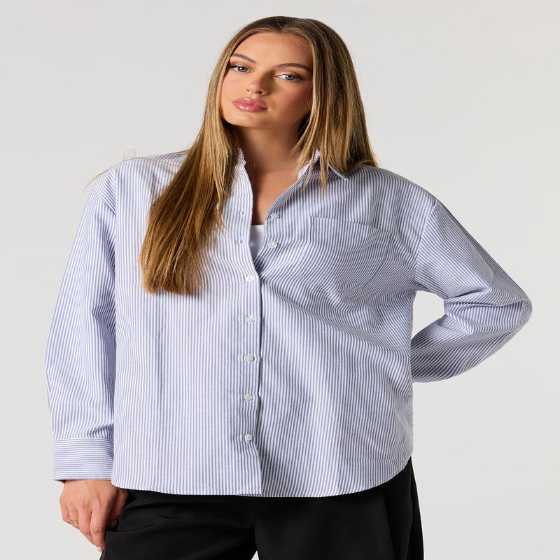 Oversized Button-Up Collared Top