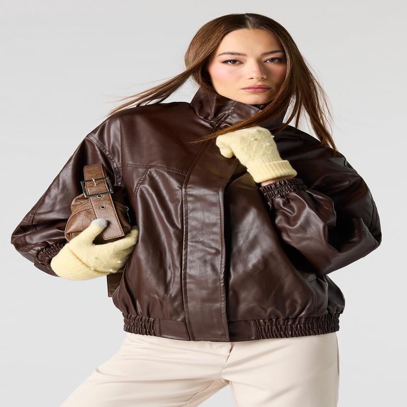 Oversized Faux Leather Jacket