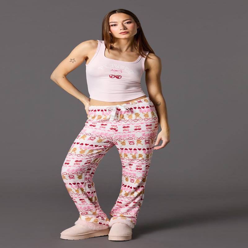 Playboy Christmas Ribbed Tank & Plush Pant Pajama Set