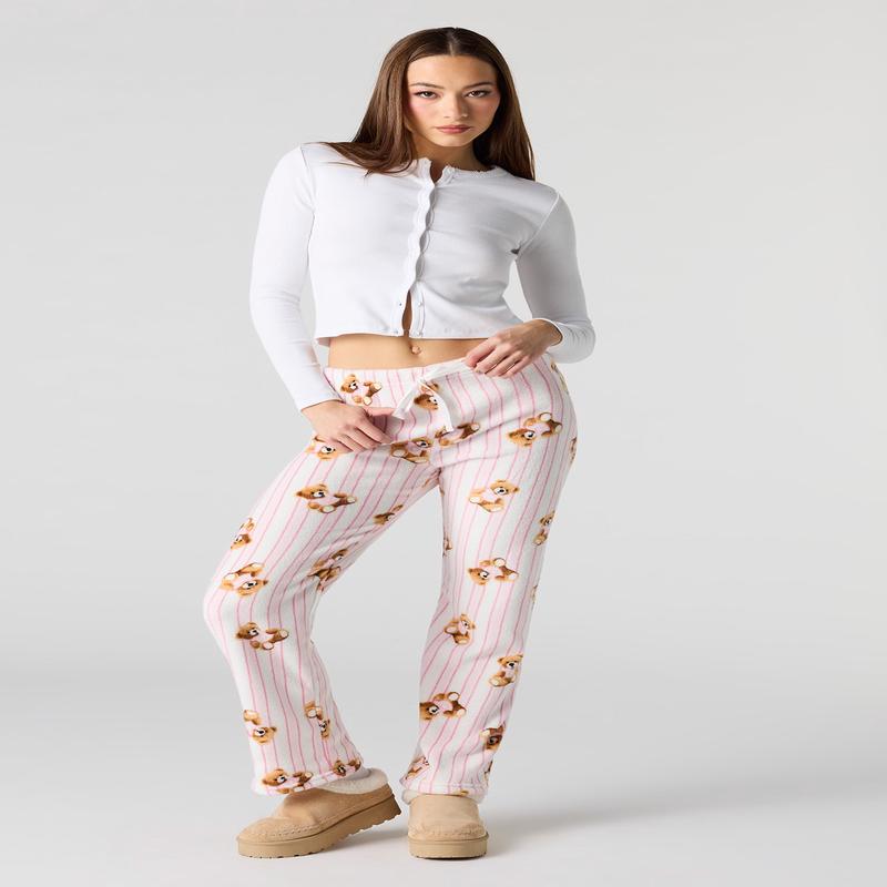 Printed Plush Pajama Pant