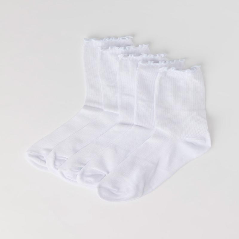 Ribbed Ruffled Quarter Socks (5 Pack)
