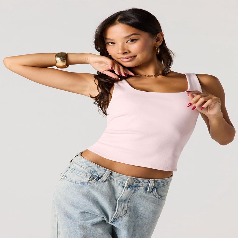 Ribbed Square Neck Tank