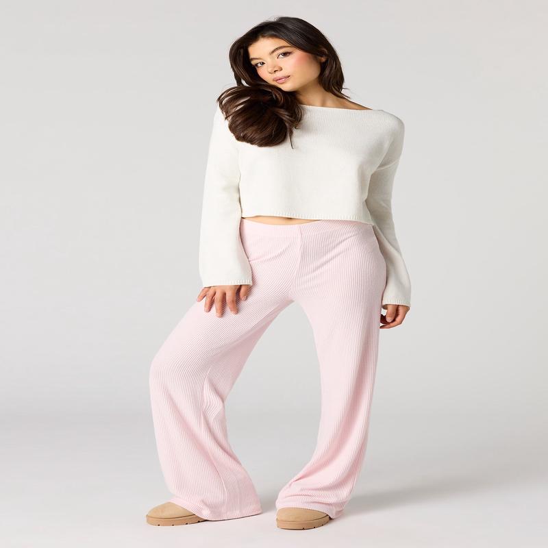 Ribbed Wide Leg Pant