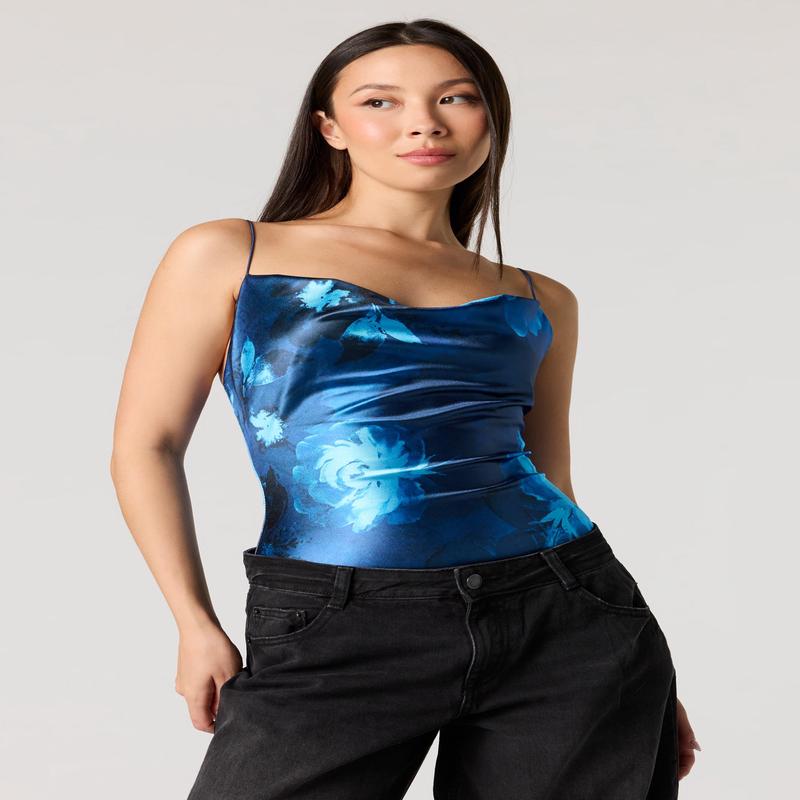 Satin Cowl Neck Bodysuit