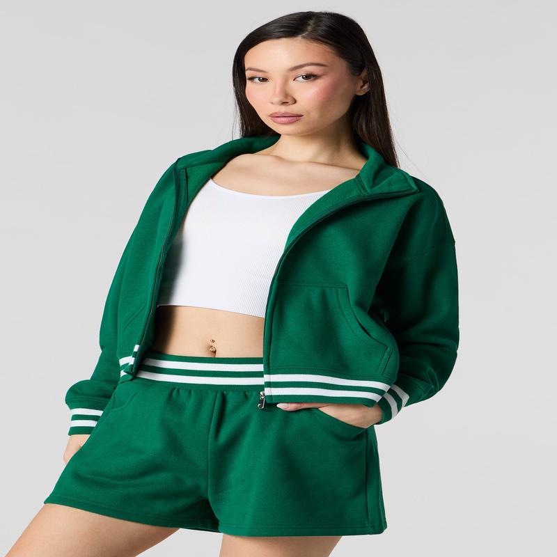 Active Striped Waist Fleece Short