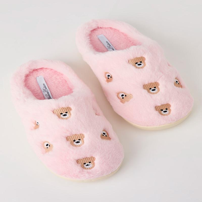 Bear Embroidered Slippers