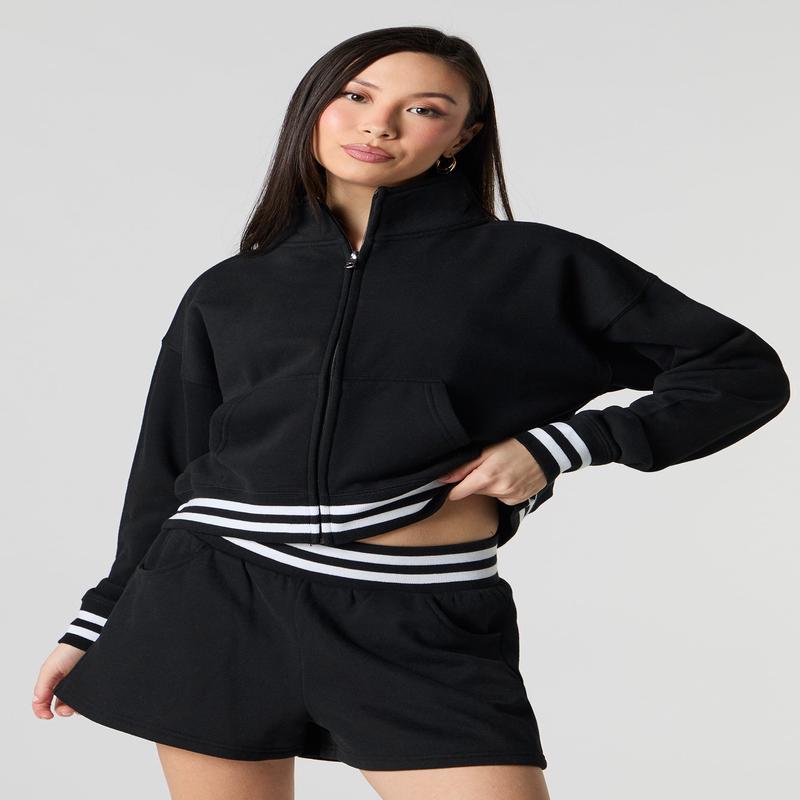 Chandail Active en molleton avec lisr ray et fermeture  glissire