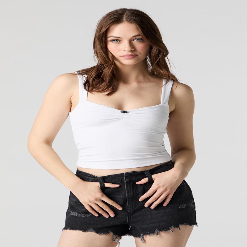 Contour Cinched Rosette Tank