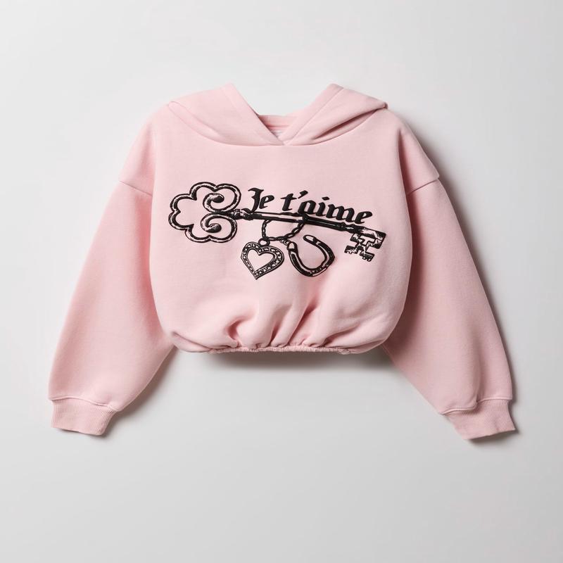 Girls Puff Print Fleece Hoodie