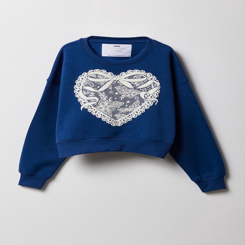 Girls Puff Print Fleece Sweatshirt