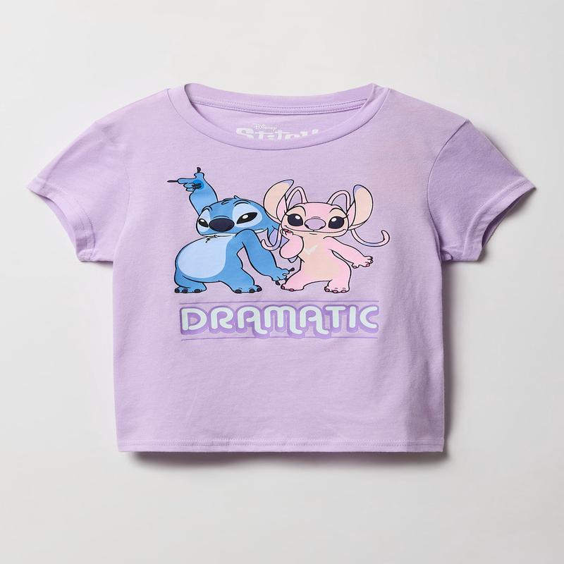 Girls Stitch& Angel Dramatic Graphic T-Shirt