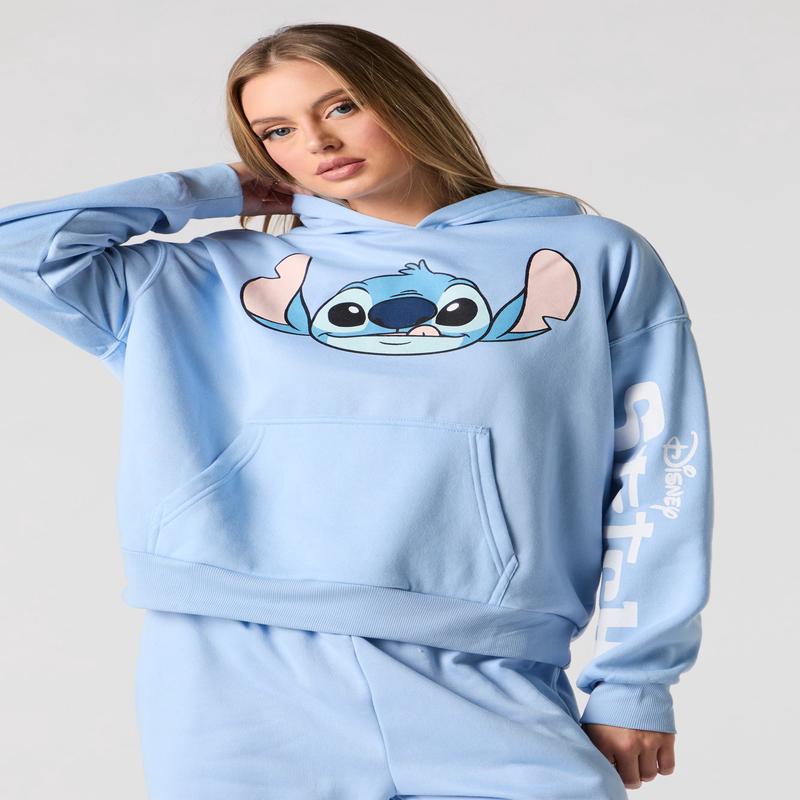 Haut  capuchon en molleton avec imprim Stitch