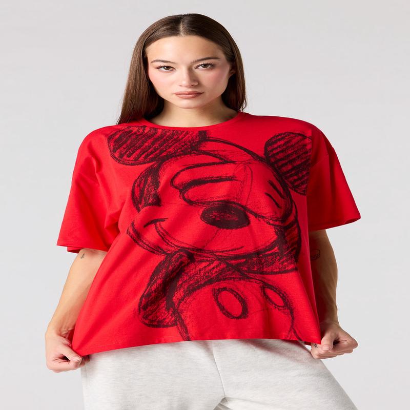 Mickey Drawing Graphic Boyfriend T-Shirt