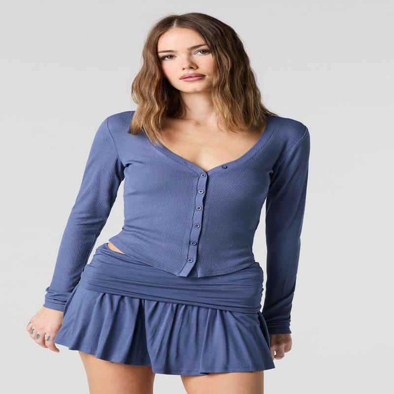 Minijupe-short en jersey  taille replie