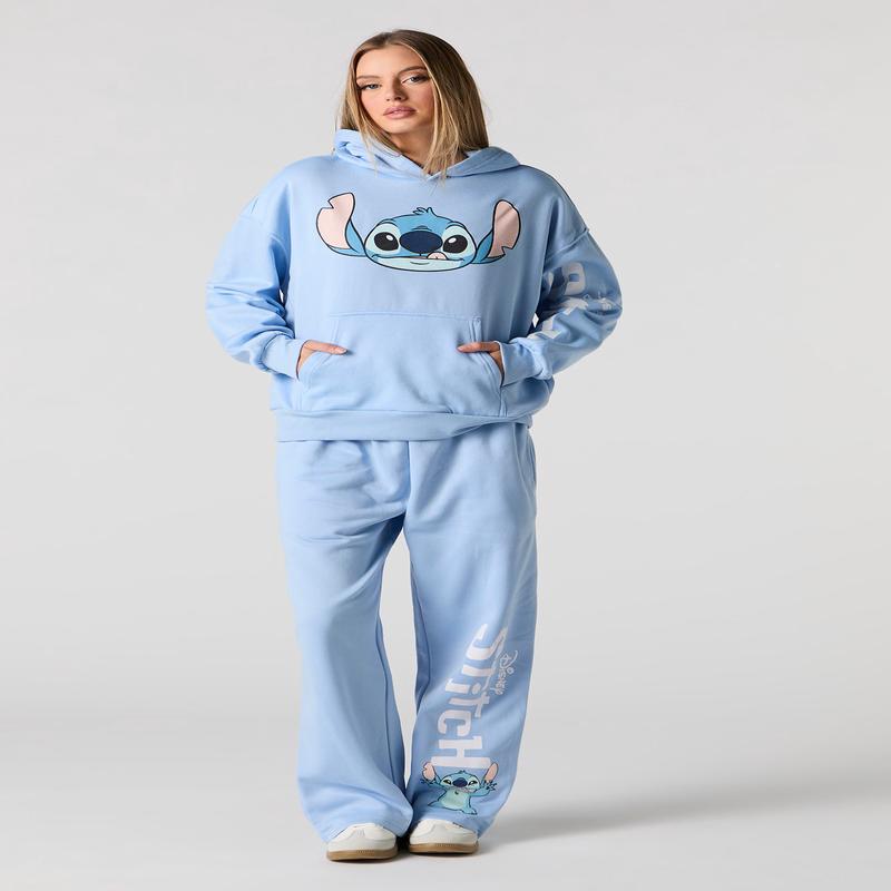 Pantalon d'entranement  jambe vase en molleton avec imprim Stitch