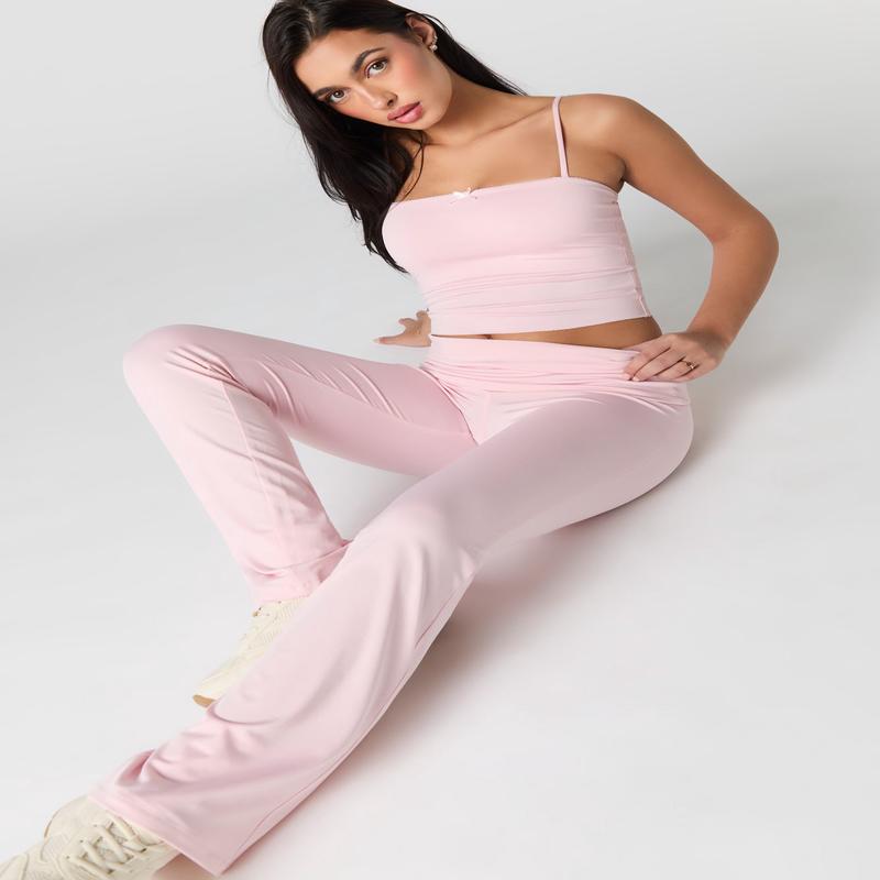 Pantalon profil  jambe vase avec taille plie