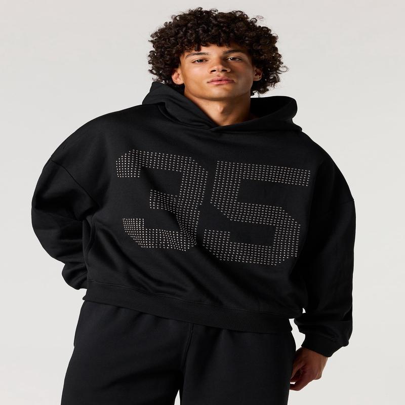Rhinestone 35 Boxy Fleece Hoodie