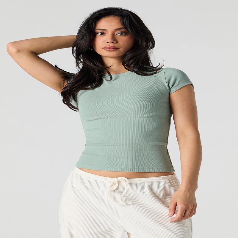 Ribbed Crewneck T-Shirt