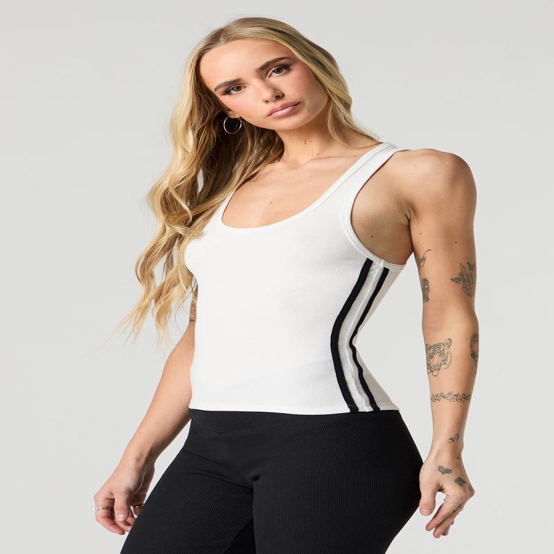 Ribbed Scoop Neck Racerback Tank