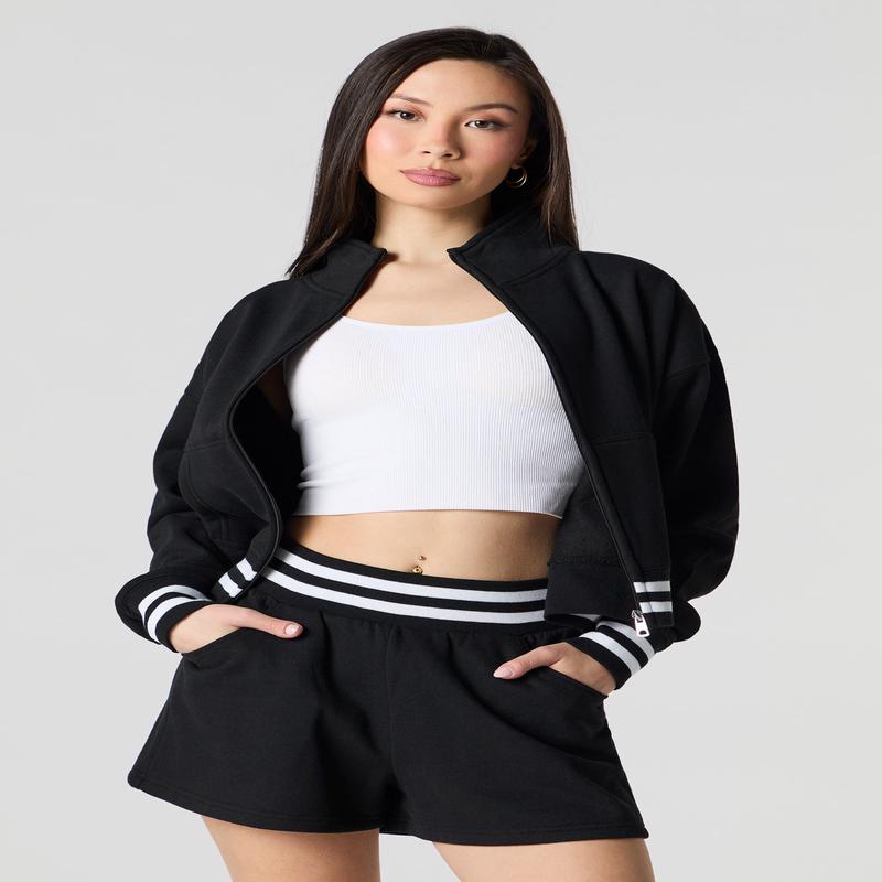 Short Active en molleton avec bande de taille raye