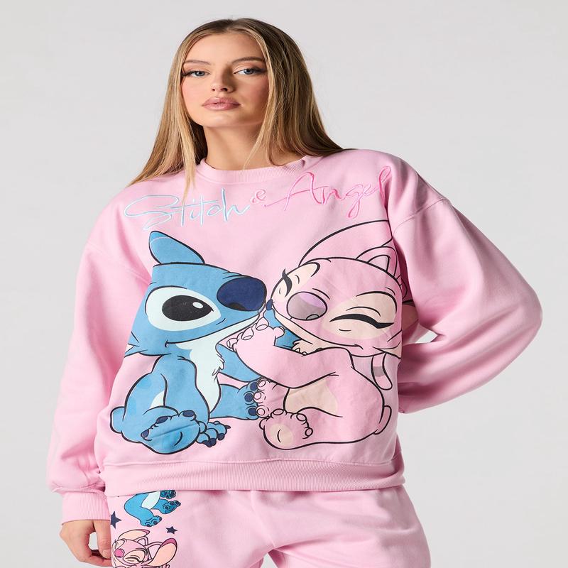 Stitch & Angel Embroidered Fleece Sweatshirt