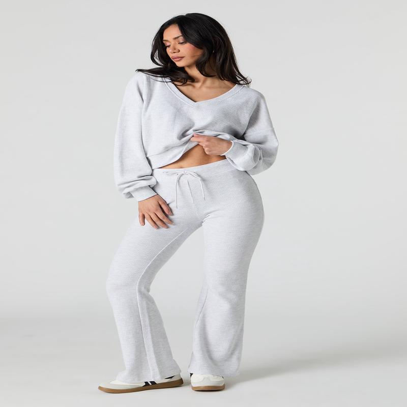 Waffle Knit Flare Sweatpant