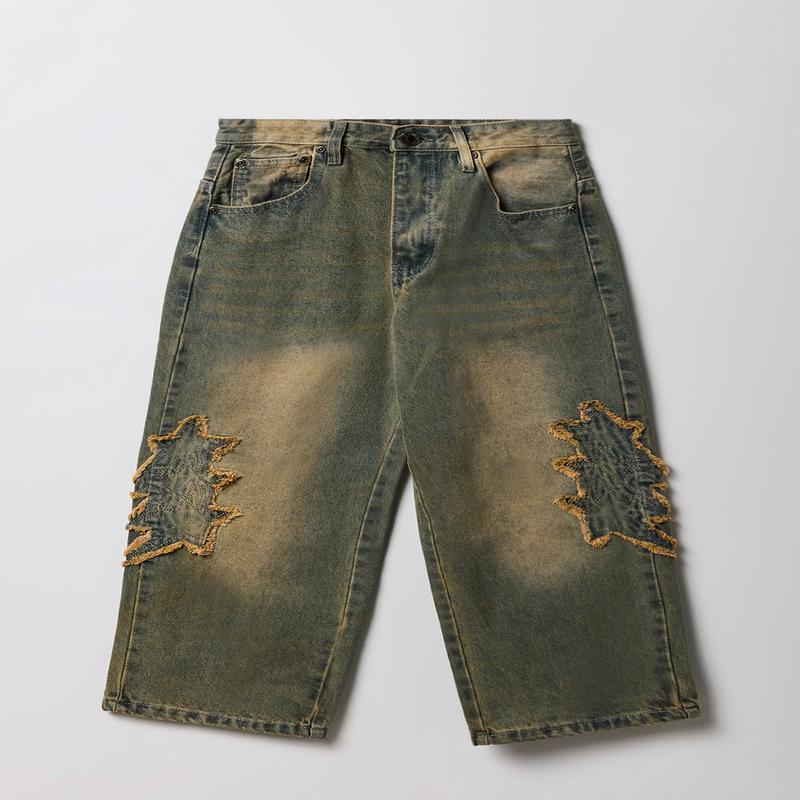 Boys Distressed Star Applique Baggy Jean