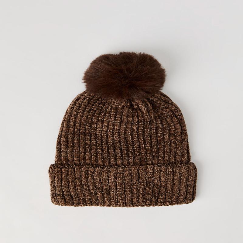 Chenille Ribbed Knit Beanie