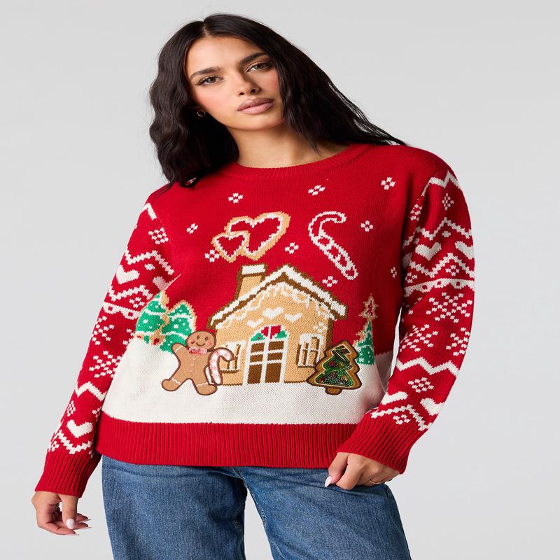 Gingerbread Jacquard Christmas Sweater