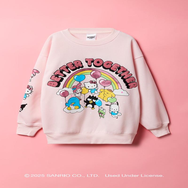 Hello Kitty and Friends Girls Oversized Embroidered Sweatshirt
