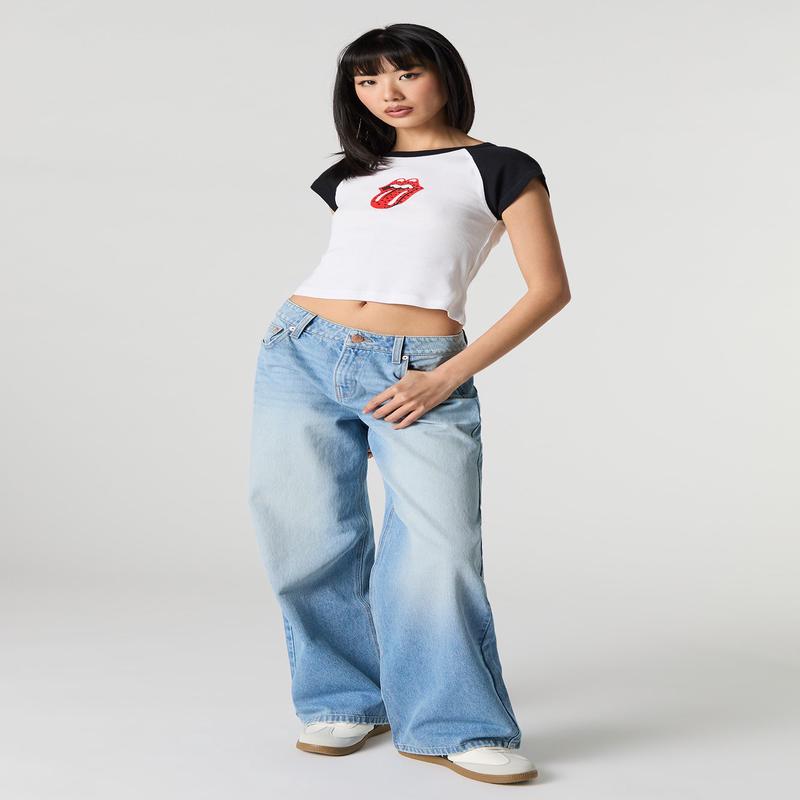 Jean  jambe large dlav moyen  taille basse