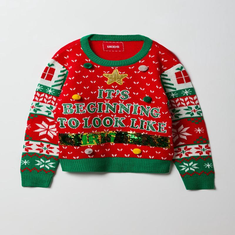 Kids Sequin Christmas Sweater