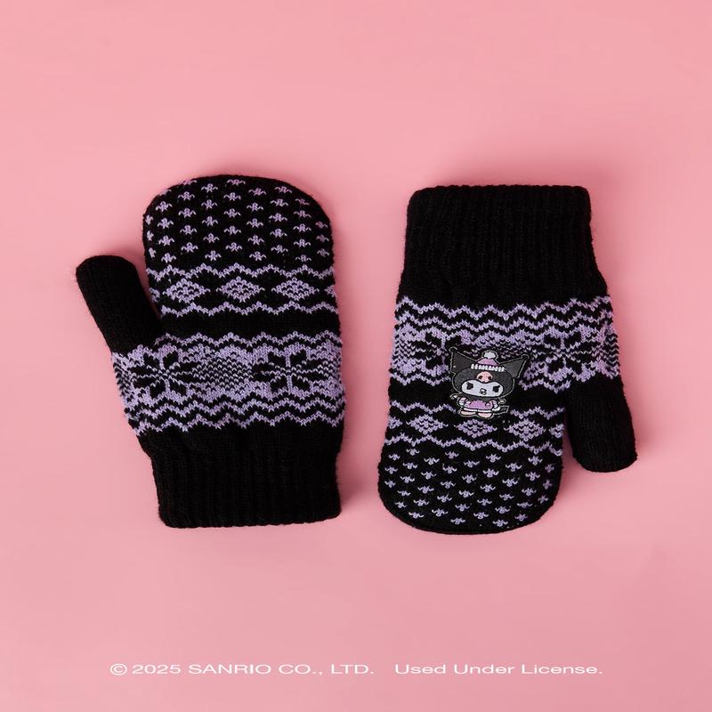 Kuromi Lined Knit Mittens